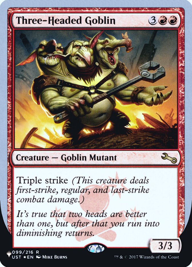 Three-Headed Goblin (Unfinity Foil Edition) [The List] | Tables and Towers