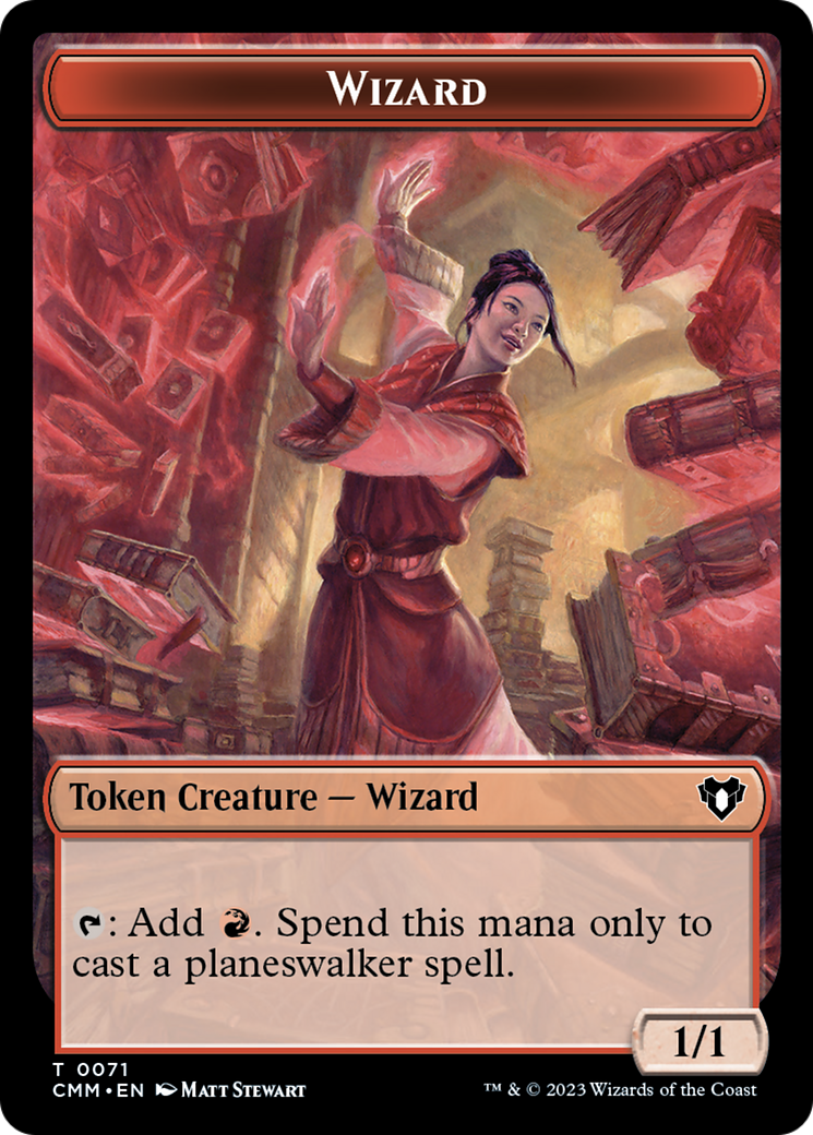 Chandra, Awakened Inferno Emblem // Wizard Double-Sided Token [Commander Masters Tokens] | Tables and Towers