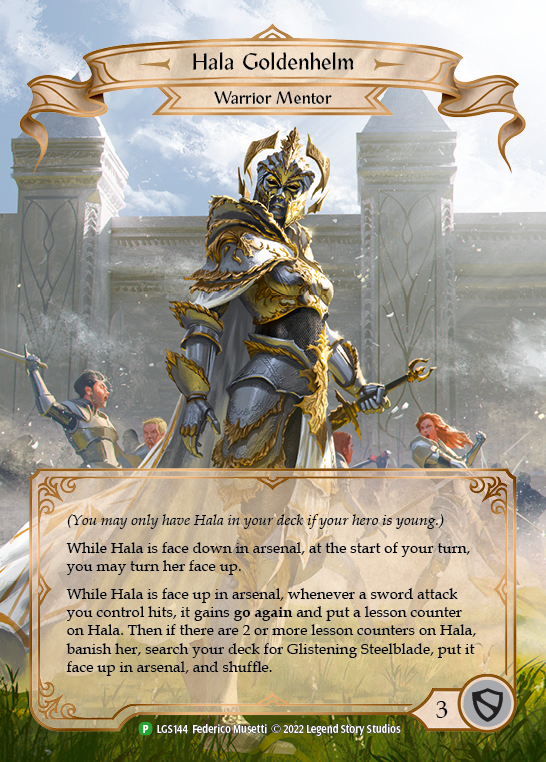 Hala Goldenhelm [LGS144] (Promo)  Rainbow Foil | Tables and Towers