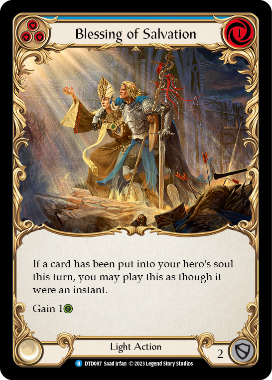 Blessing of Salvation (Blue) [DTD087] (Dusk Till Dawn)  Rainbow Foil | Tables and Towers