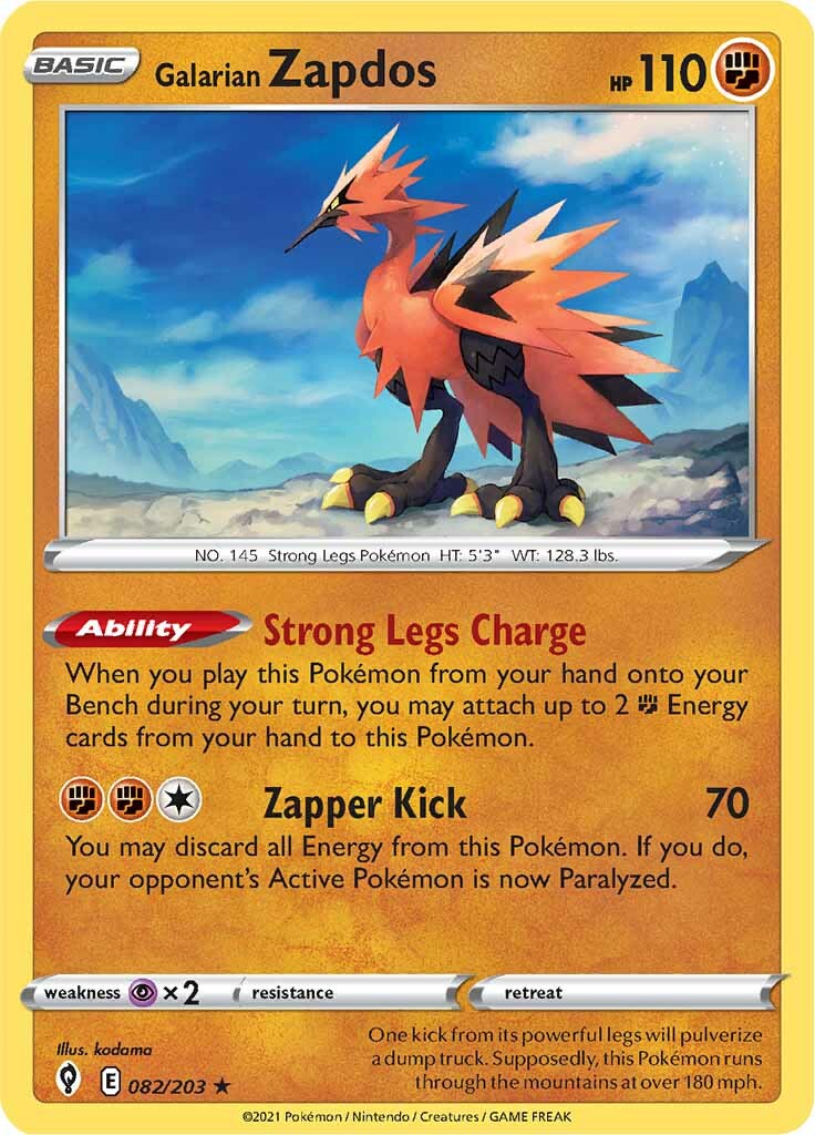 Galarian Zapdos (082/203) [Sword & Shield: Evolving Skies] | Tables and Towers