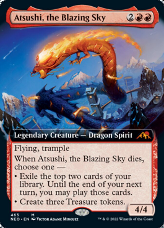 Atsushi, the Blazing Sky (Extended Art) [Kamigawa: Neon Dynasty] | Tables and Towers