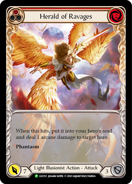 Herald of Ravages (Red) (Extended Art) [LGS153] (Promo)  Rainbow Foil | Tables and Towers