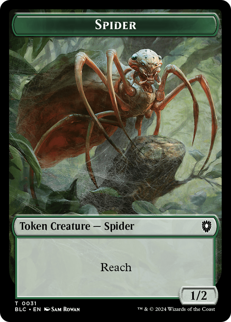 Spider // Blood Double-Sided Token [Bloomburrow Commander Tokens] | Tables and Towers