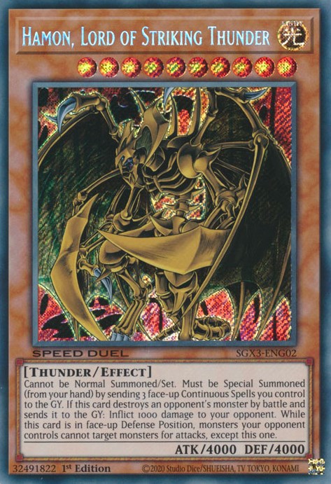 Hamon, Lord of Striking Thunder [SGX3-ENG02] Secret Rare | Tables and Towers