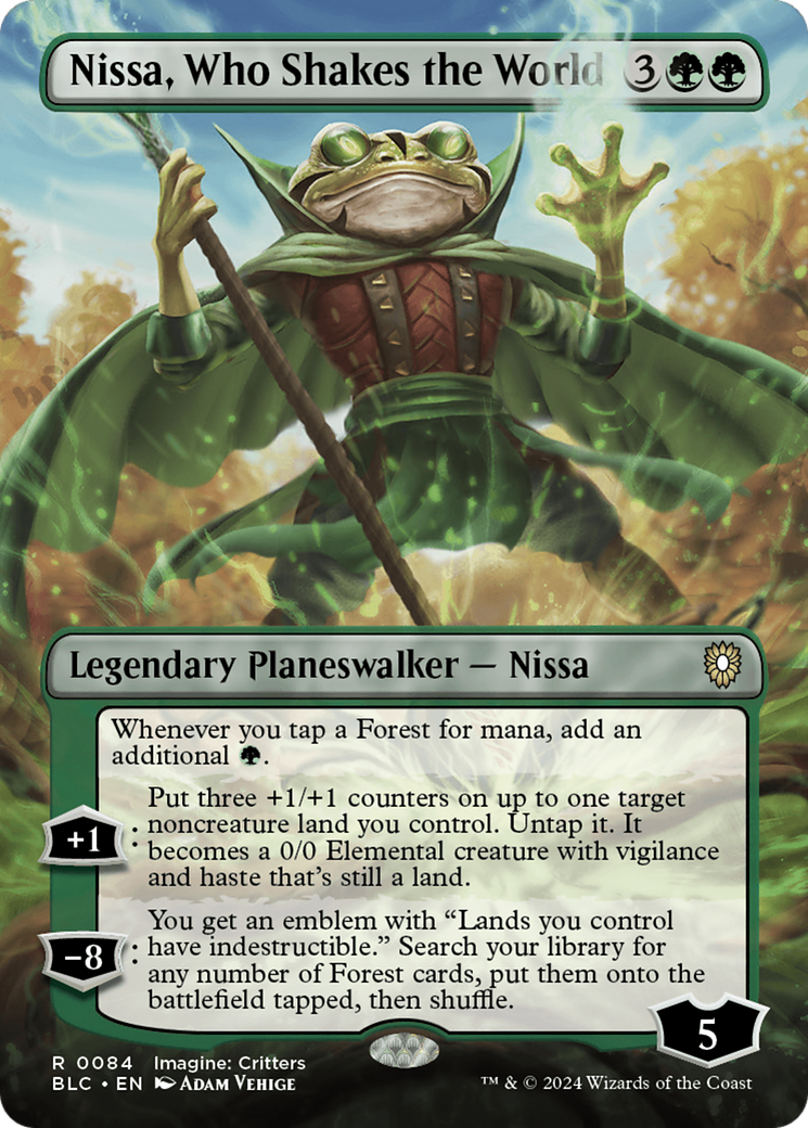 Nissa, Who Shakes the World (Borderless) [Bloomburrow Commander] | Tables and Towers