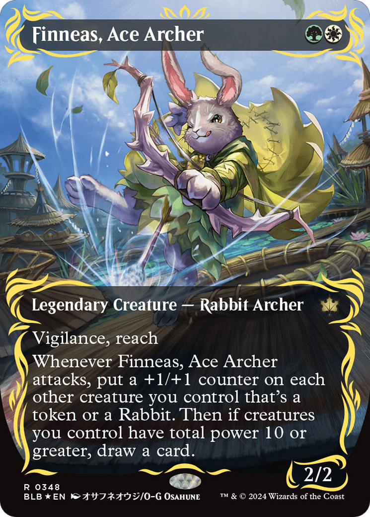 Finneas, Ace Archer (Borderless) (Raised Foil) [Bloomburrow] | Tables and Towers