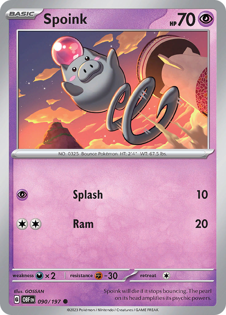 Spoink (090/197) [Scarlet & Violet: Obsidian Flames] | Tables and Towers