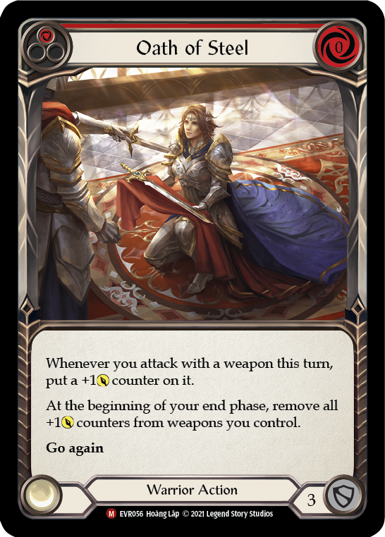 Oath of Steel (Red) [EVR056] (Everfest)  1st Edition Rainbow Foil | Tables and Towers