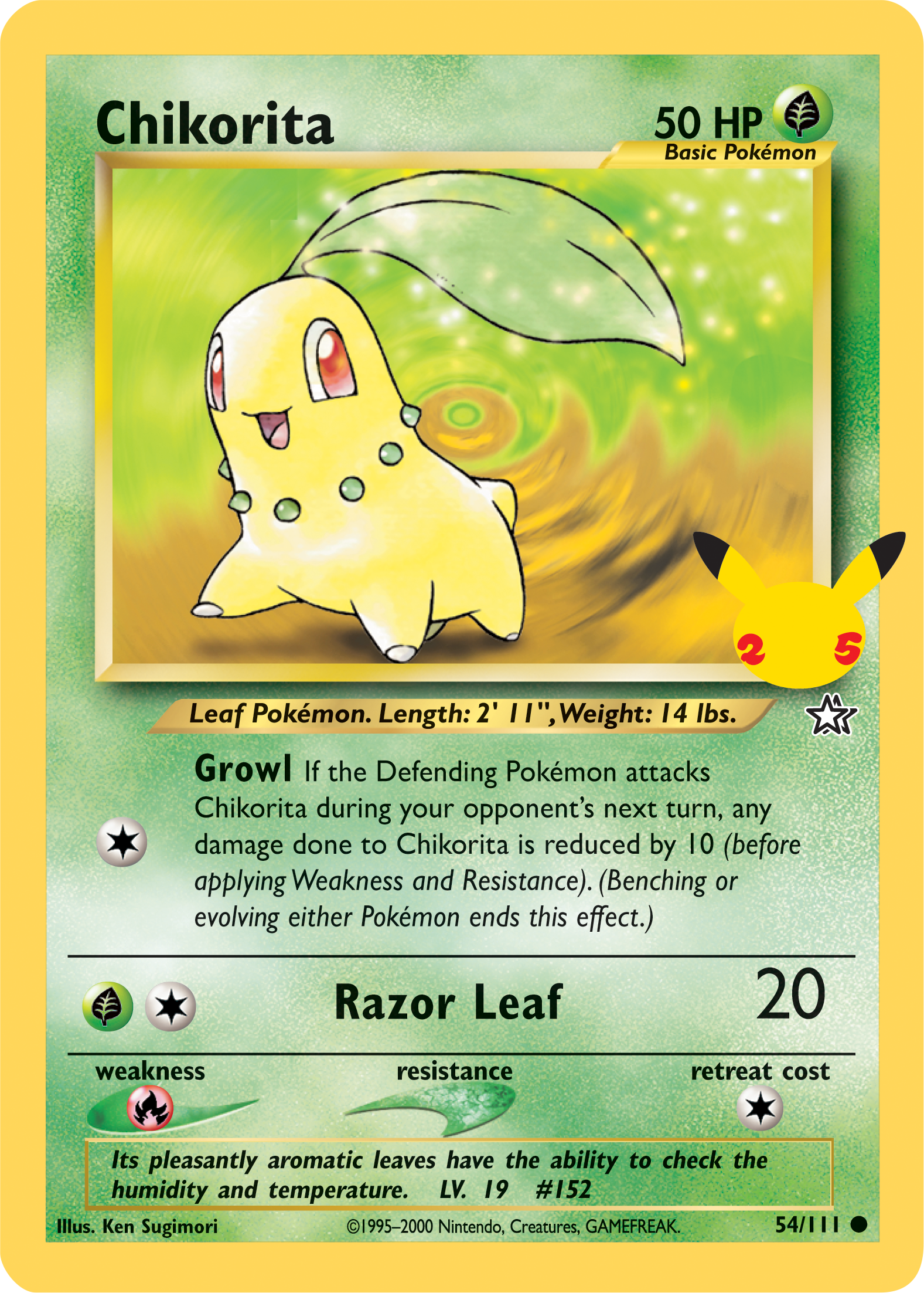 Chikorita (54/111) (Jumbo Card) [First Partner Pack] | Tables and Towers