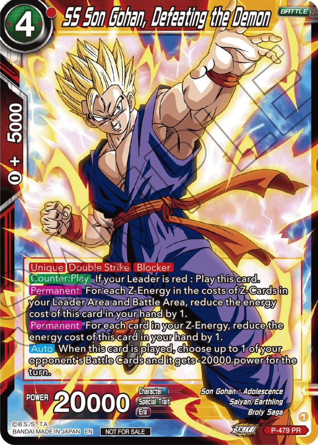 SS Son Gohan, Defeating the Demon (Zenkai Series Tournament Pack Vol.3) (P-479) [Tournament Promotion Cards] | Tables and Towers