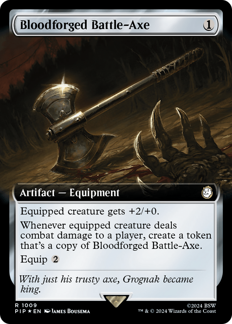 Bloodforged Battle-Axe (Extended Art) (Surge Foil) [Fallout] | Tables and Towers