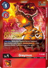 Greymon [P-010] (2023 Regionals Champion) [Promotional Cards] | Tables and Towers