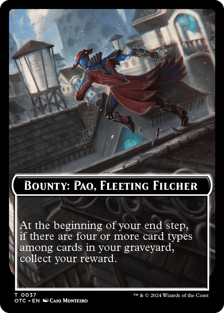 Bounty: Paq, Fleeting Filcher // Bounty Rules Double-Sided Token [Outlaws of Thunder Junction Commander Tokens] | Tables and Towers