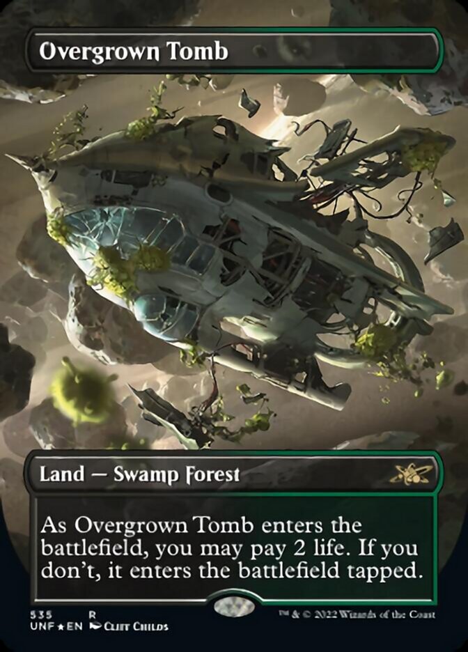 Overgrown Tomb (Borderless) (Galaxy Foil) [Unfinity] | Tables and Towers