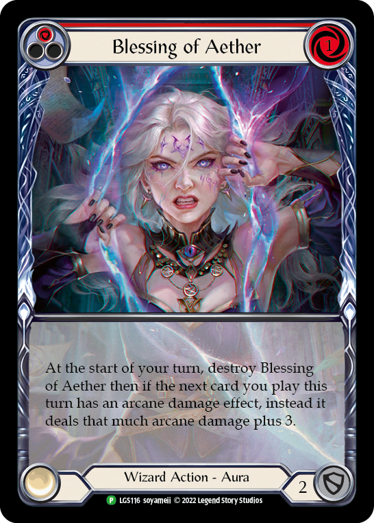 Blessing of Aether (Red) [LGS116] (Promo)  Rainbow Foil | Tables and Towers