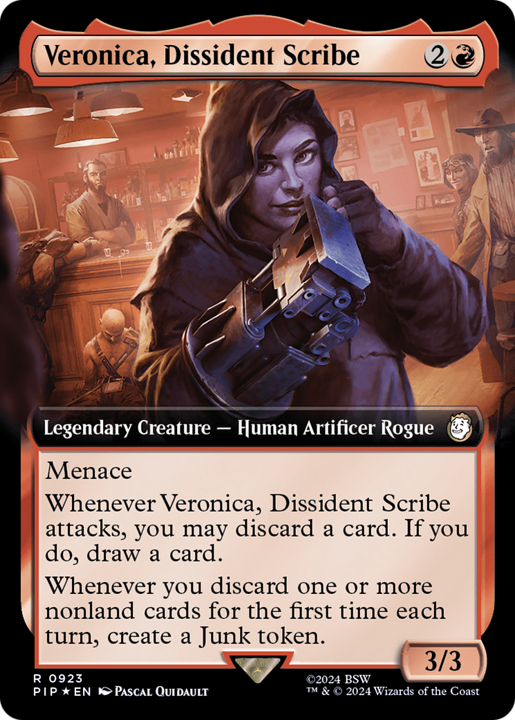 Veronica, Dissident Scribe (Extended Art) (Surge Foil) [Fallout] | Tables and Towers