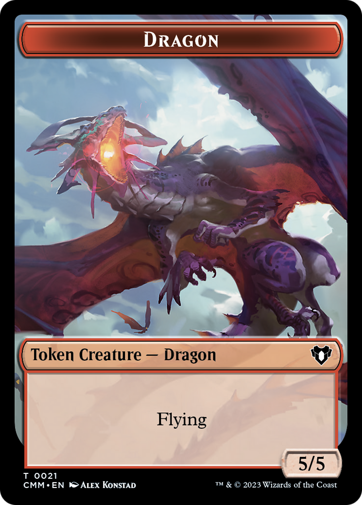 Saproling // Dragon (0021) Double-Sided Token [Commander Masters Tokens] | Tables and Towers