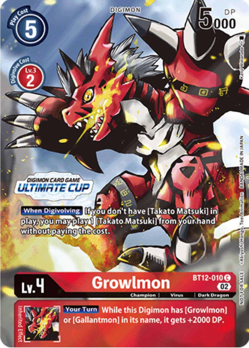 Growlmon [BT12-010] (Ultimate Cup) [Across Time Promos] | Tables and Towers