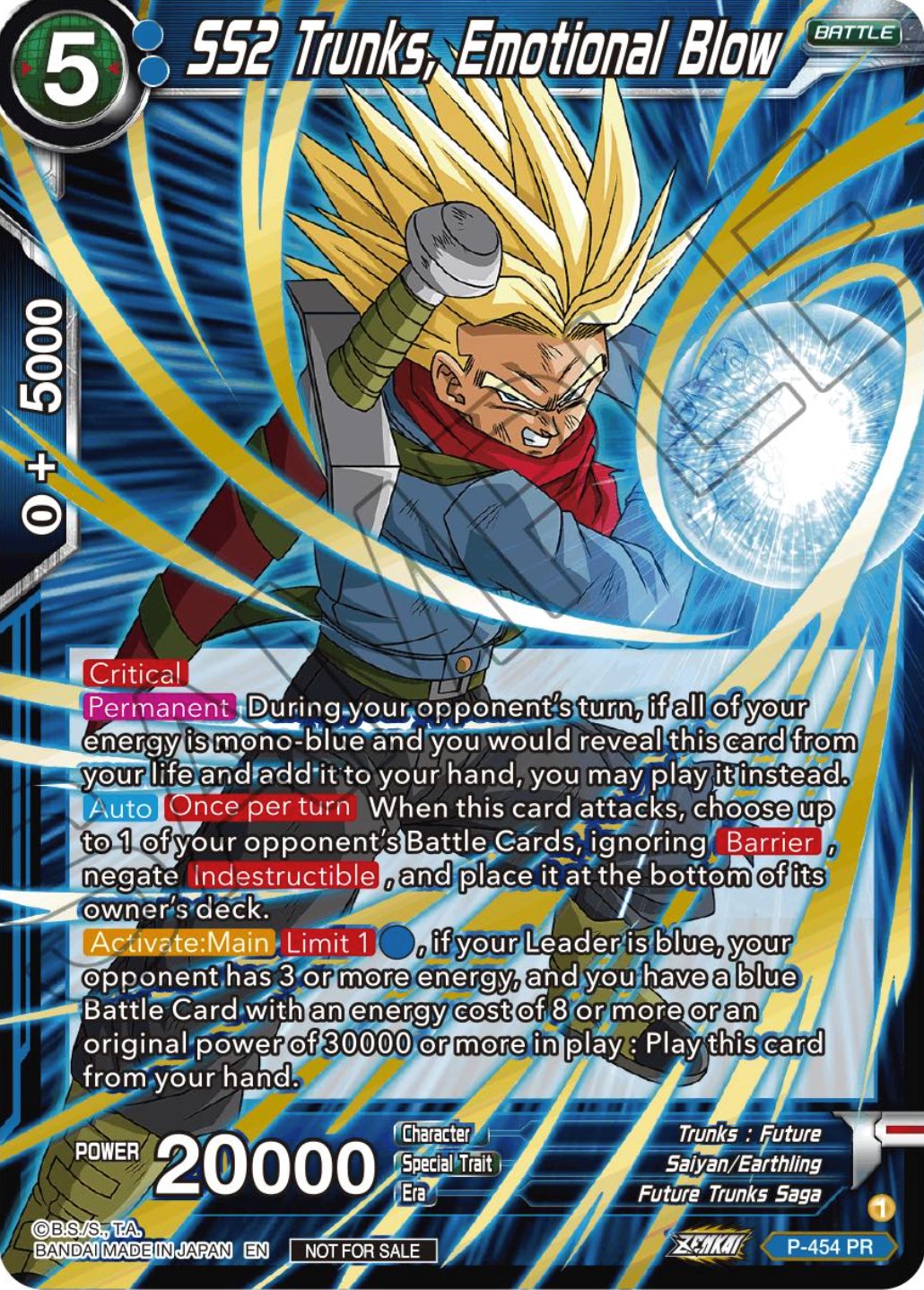 SS2 Trunks, Emotional Blow (Championship Selection Pack 2023 Vol.1) (Holo) (P-454) [Tournament Promotion Cards] | Tables and Towers