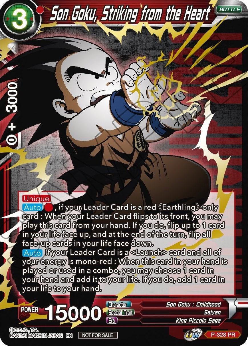 Son Goku, Striking from the Heart (Gold Stamped) (P-328) [Tournament Promotion Cards] | Tables and Towers