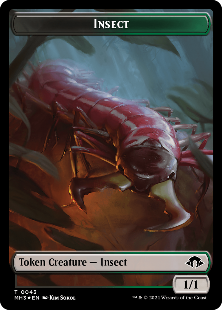 Insect (0043) (Ripple Foil) // Zombie Double-Sided Token [Modern Horizons 3 Tokens] | Tables and Towers