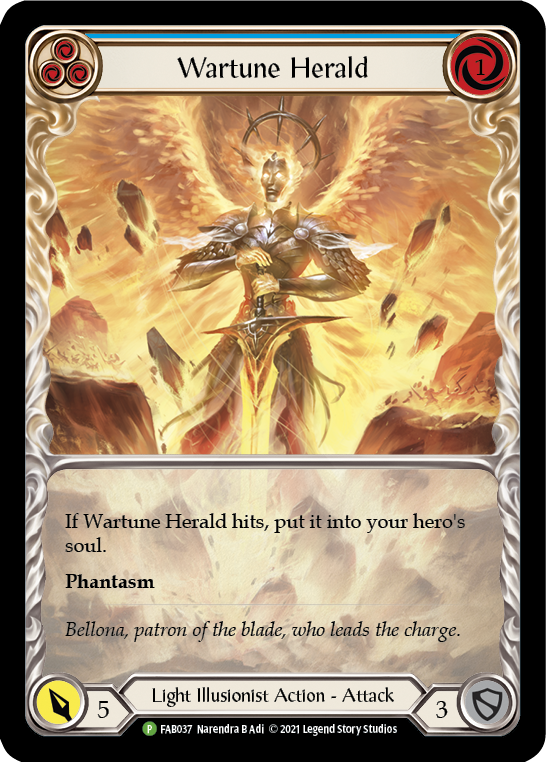 Wartune Herald (Blue Extended Art) [FAB037] (Promo)  Rainbow Foil | Tables and Towers