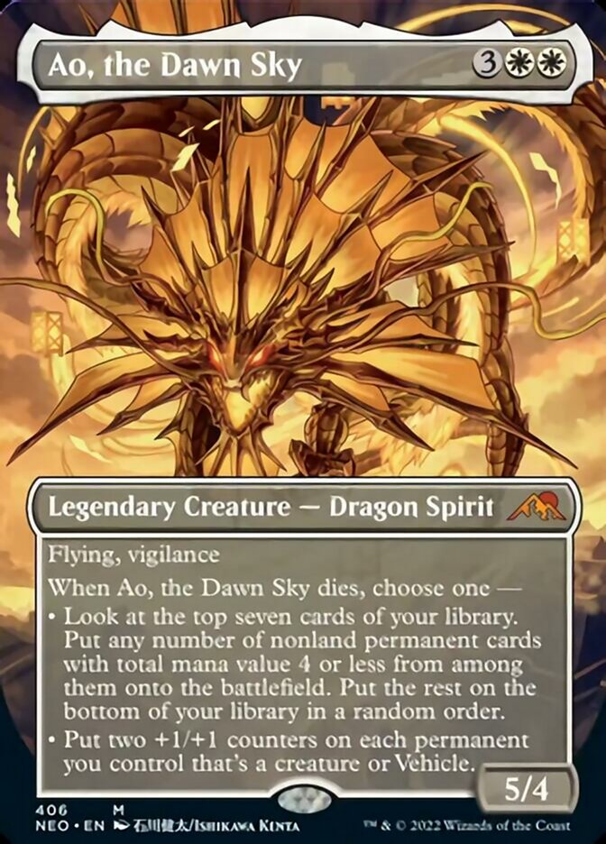 Ao, the Dawn Sky (Borderless Alternate Art) [Kamigawa: Neon Dynasty] | Tables and Towers