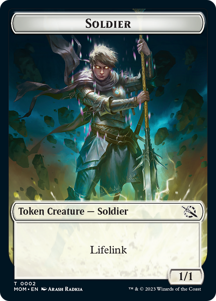 Soldier // Teferi Akosa of Zhalfir Emblem Double-Sided Token [March of the Machine Tokens] | Tables and Towers