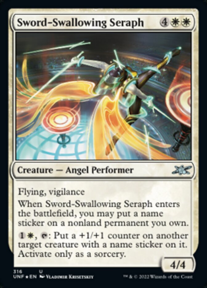 Sword-Swallowing Seraph (Galaxy Foil) [Unfinity] | Tables and Towers