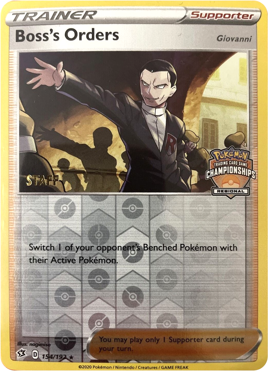 Boss's Orders (154/192) (Staff Regional Championships) [League & Championship Cards] | Tables and Towers