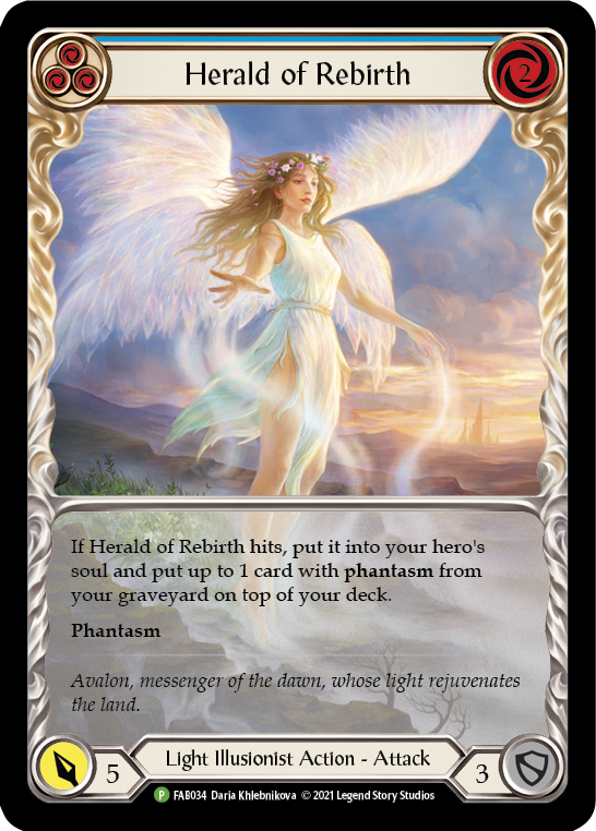 Herald of Rebirth (Blue) [FAB034] (Promo)  Rainbow Foil | Tables and Towers