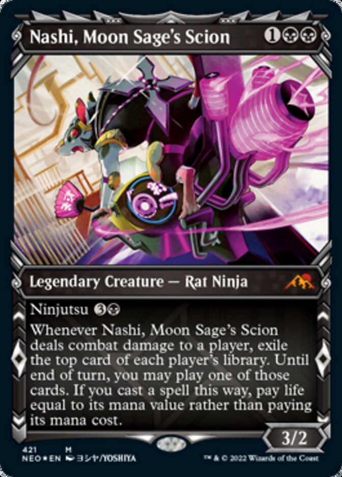 Nashi, Moon Sage's Scion (Showcase) (Foil Etched) [Kamigawa: Neon Dynasty] | Tables and Towers