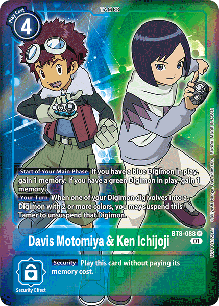 Davis Motomiya & Ken Ichijoji [BT8-088] (Alternative Art - Box Topper) [New Awakening] | Tables and Towers