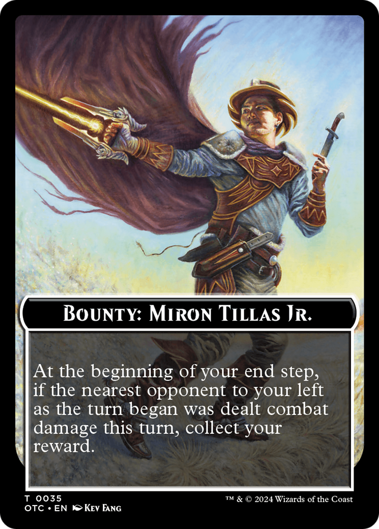 Bounty: Miron Tillas Jr. // Bounty Rules Double-Sided Token [Outlaws of Thunder Junction Commander Tokens] | Tables and Towers