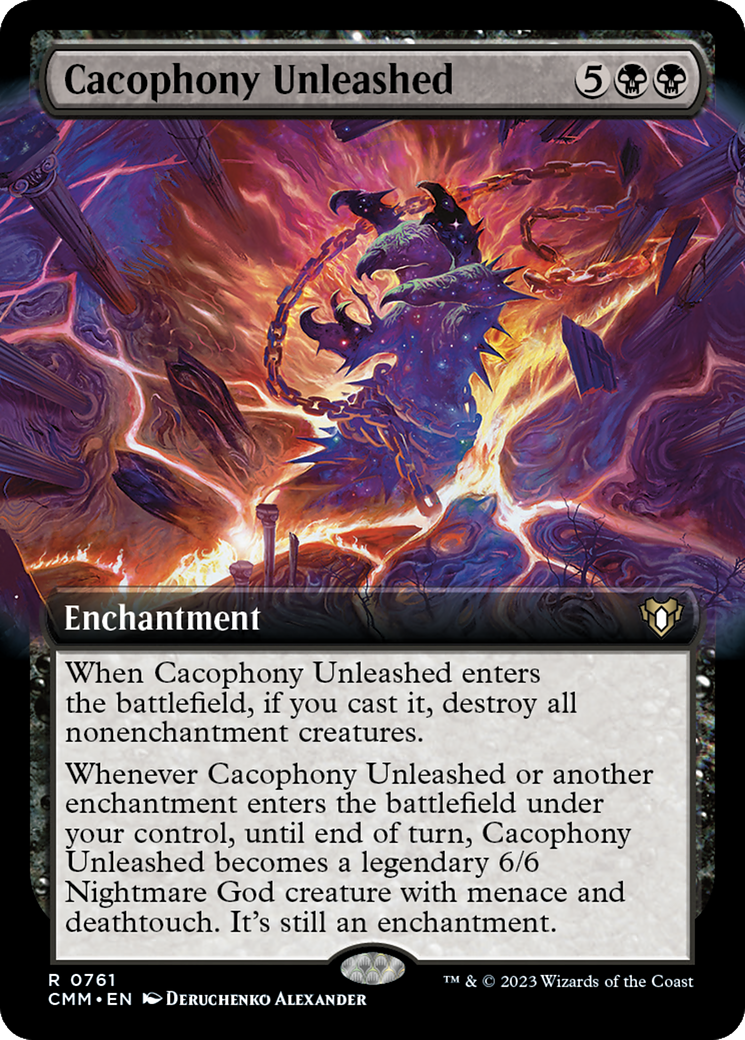 Cacophony Unleashed (Extended Art) [Commander Masters] | Tables and Towers