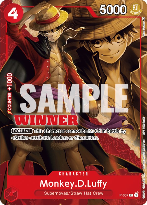 Monkey.D.Luffy (P-007) (Winner Pack Vol. 1) [One Piece Promotion Cards] | Tables and Towers