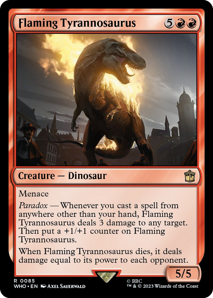 Flaming Tyrannosaurus [Doctor Who] | Tables and Towers