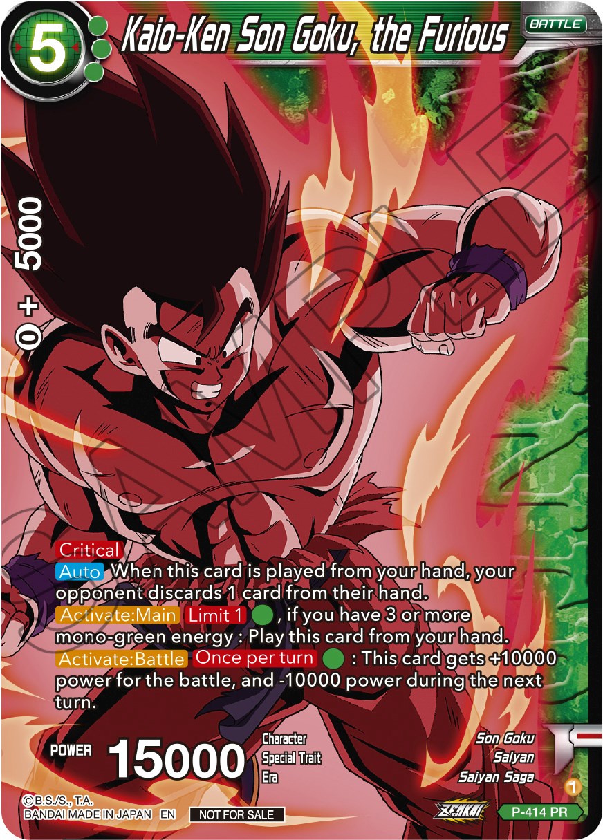 Kaio-Ken Son Goku, the Furious (Zenkai Series Tournament Pack Vol.1 Winner) (P-414) [Tournament Promotion Cards] | Tables and Towers