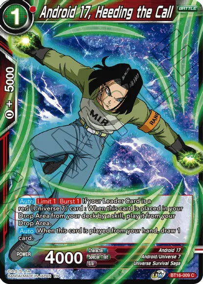 Android 17, Heeding the Call (BT16-009) [Realm of the Gods] | Tables and Towers