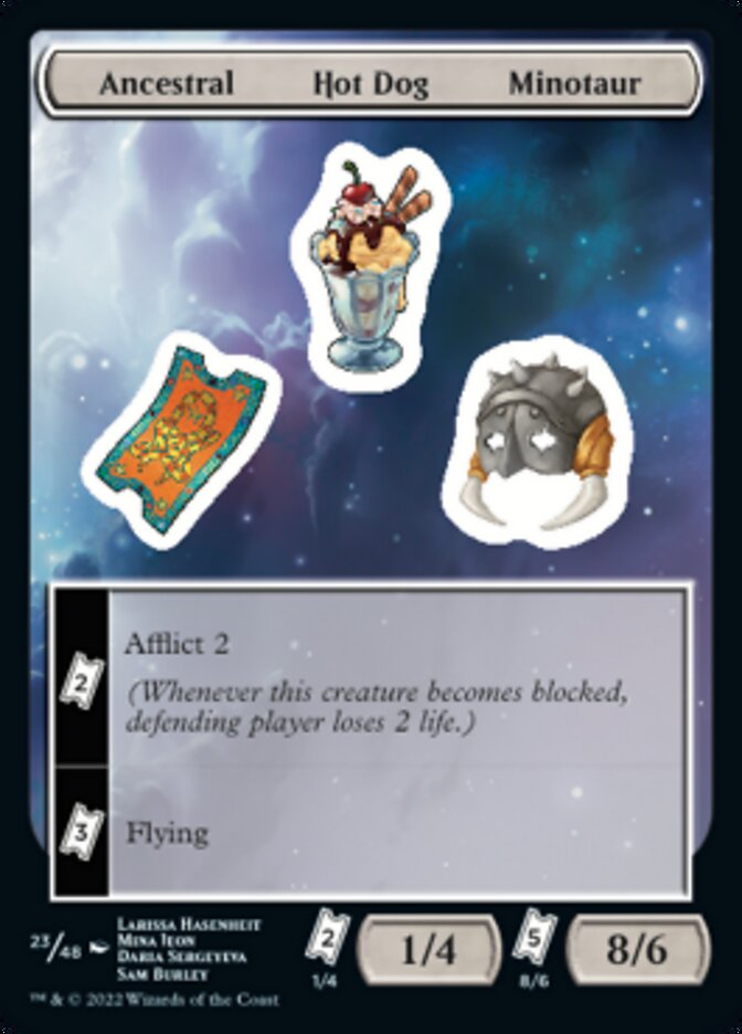 Ancestral Hot Dog Minotaur [Unfinity Stickers] | Tables and Towers