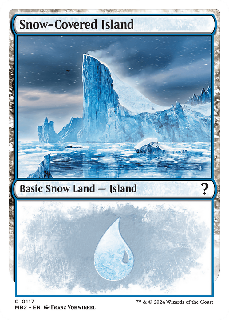 Snow-Covered Island (White Border) [Mystery Booster 2] | Tables and Towers