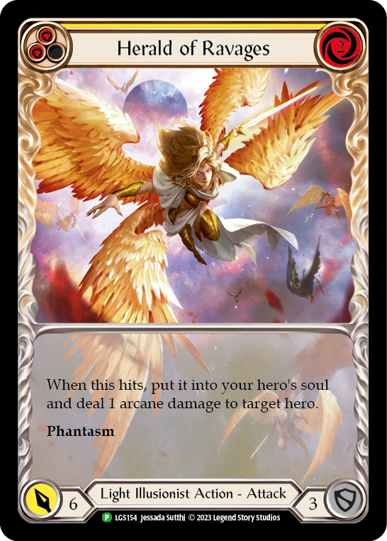 Herald of Ravages (Yellow) (Extended Art) [LGS154] (Promo)  Rainbow Foil | Tables and Towers