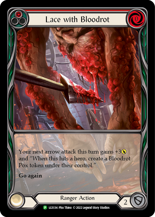 Lace with Bloodrot (Red) [LGS134] (Promo)  Rainbow Foil | Tables and Towers