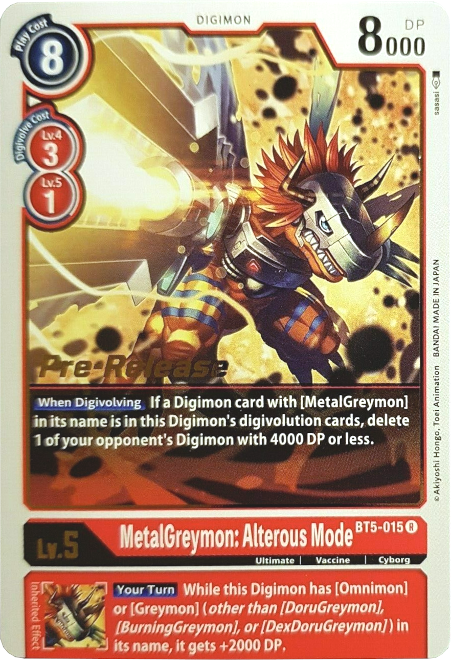 MetalGreymon: Alterous Mode [BT5-015] [Battle of Omni Pre-Release Promos] | Tables and Towers