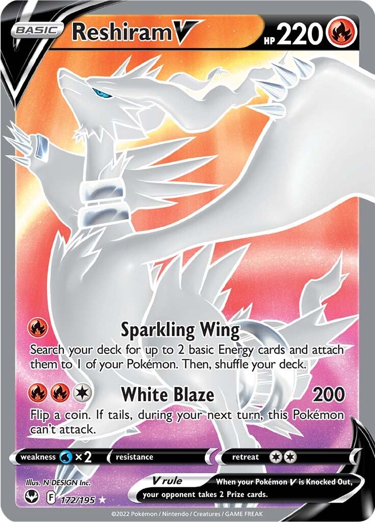 Reshiram V (172/195) [Sword & Shield: Silver Tempest] | Tables and Towers