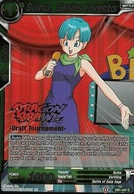 Bulma, Genius Inventor (Dragon Brawl Draft Tournament Gold Stamped) (DB1-047) [Promotion Cards] | Tables and Towers