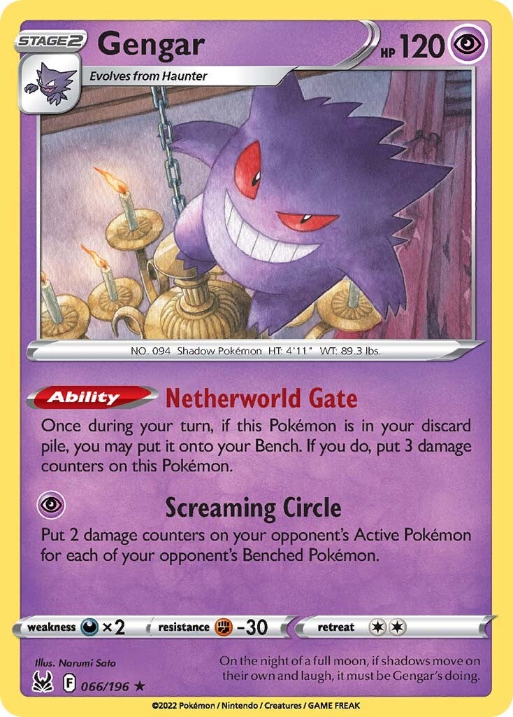 Gengar (066/196) (Theme Deck Exclusive) [Sword & Shield: Lost Origin] | Tables and Towers