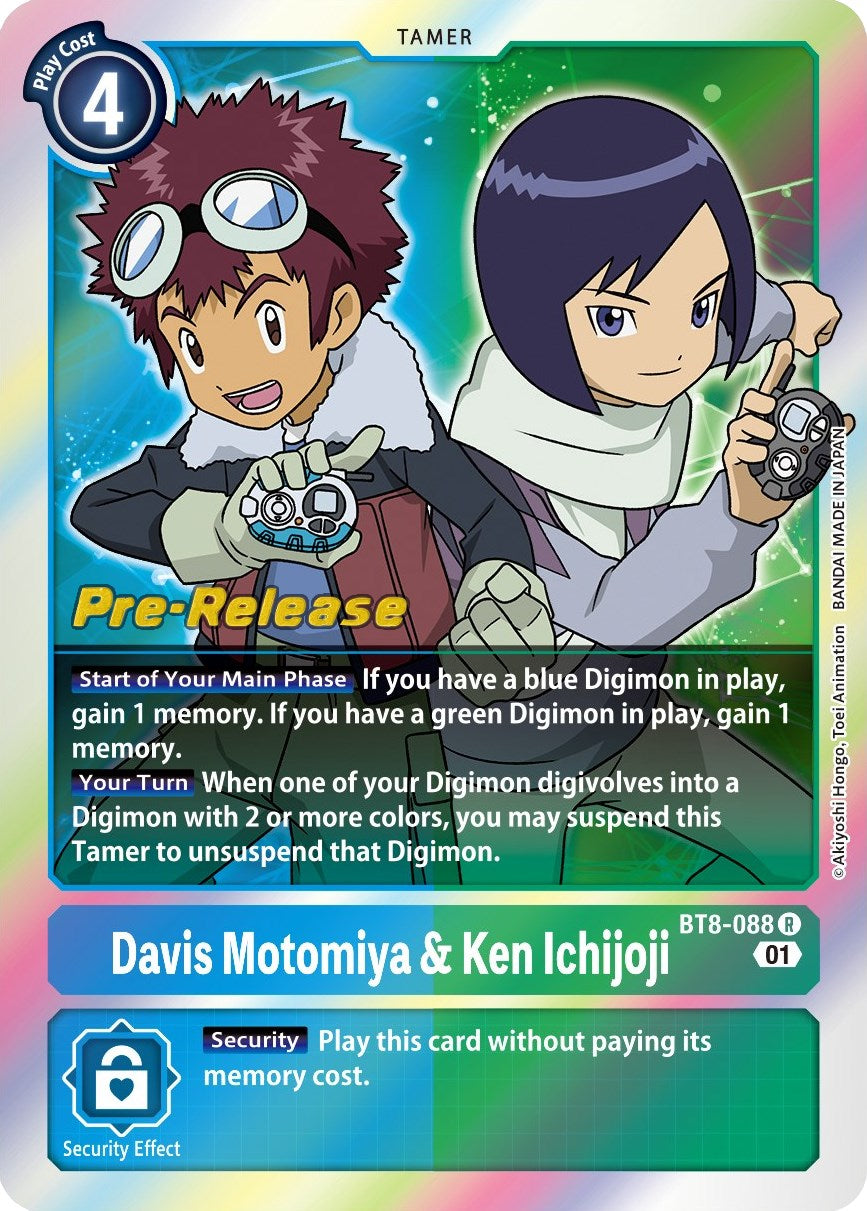 Davis Motomiya & Ken Ichijoji [BT8-088] [New Awakening Pre-Release Cards] | Tables and Towers