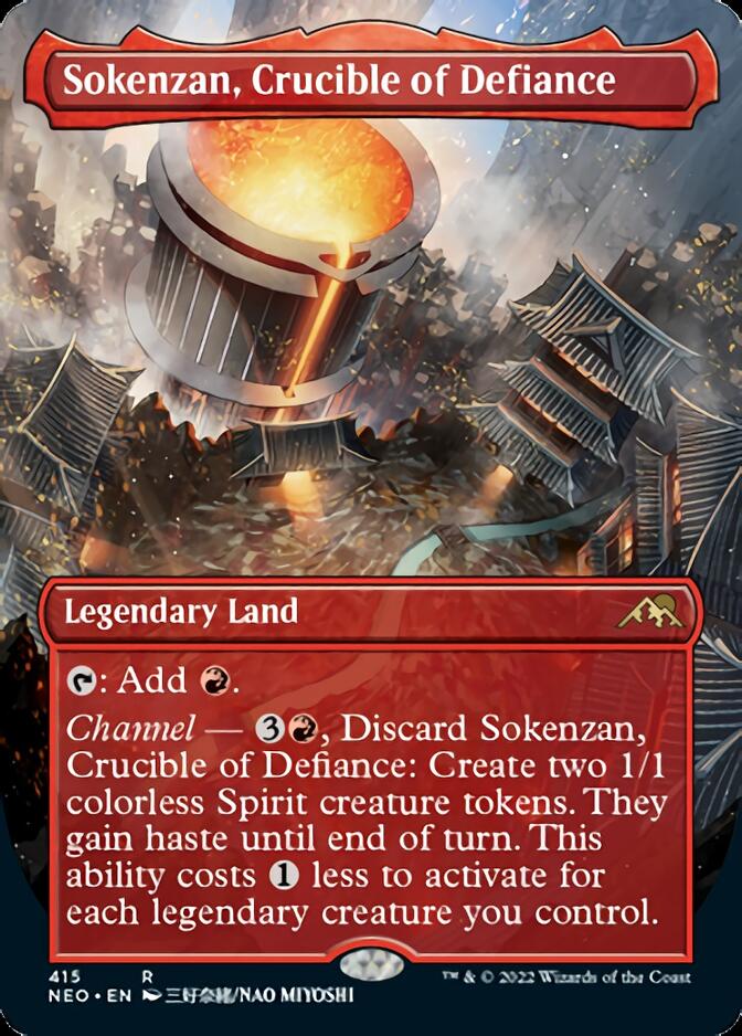 Sokenzan, Crucible of Defiance (Borderless Alternate Art) [Kamigawa: Neon Dynasty] | Tables and Towers